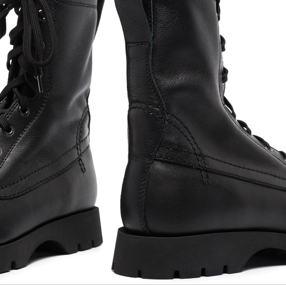 JIL SANDER JS37266A172 black leather lace-up chunky Combat Boots sz 40EU NWT - Picture 3 of 3